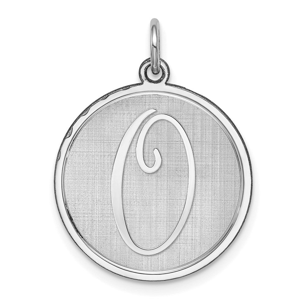 925 Sterling Silver Brocaded Letter O Initial Engravable Charm Pendant Jewelry Gifts (Length 1.05" Width 0.78")