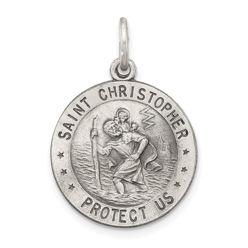 925 Sterling Silver St. Christopher Medal Engravable Charm Pendant Jewelry Gifts (Length 0.98" Width 0.78")
