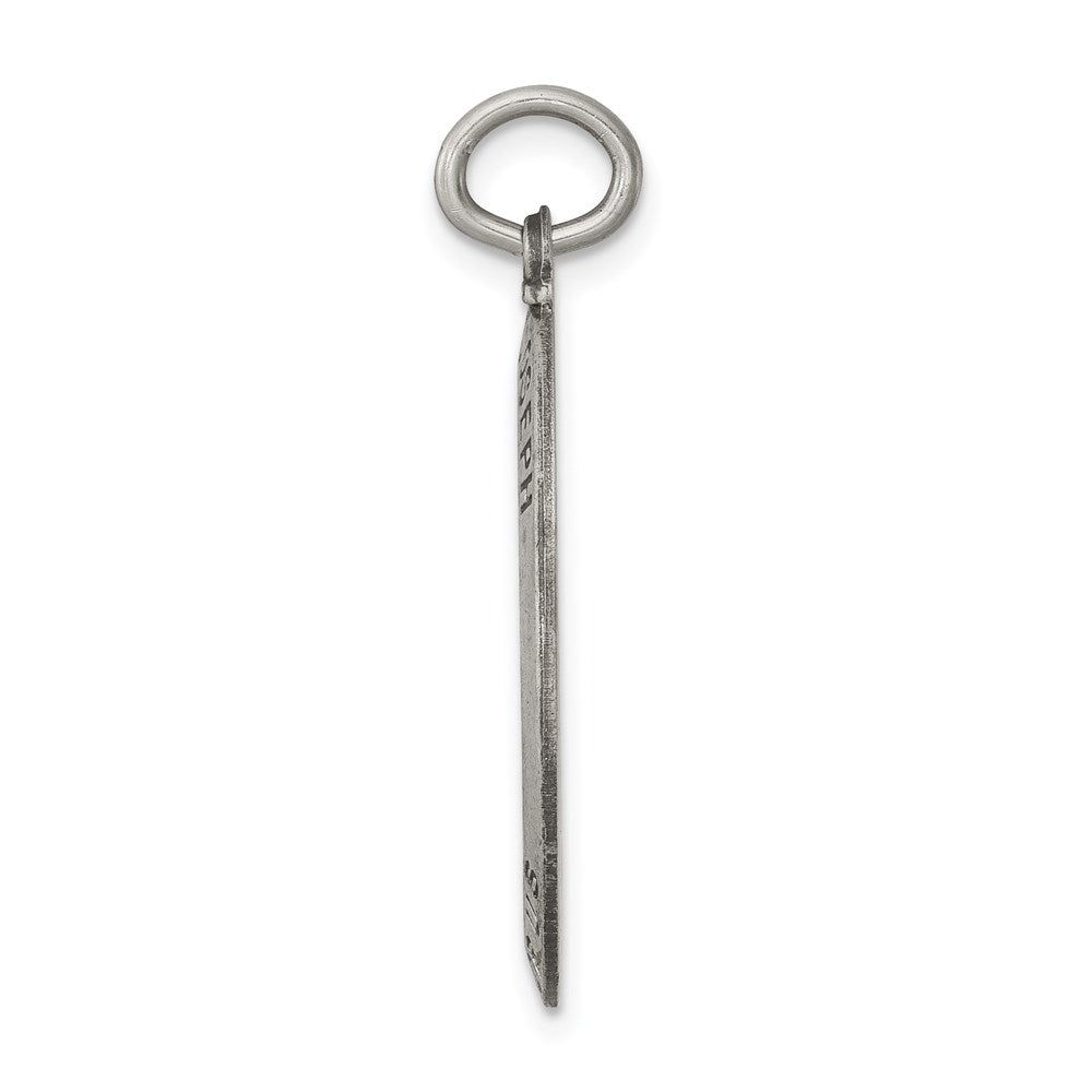 925 Sterling Silver Antiqued Saint Joseph Medal Engravable Charm Pendant Jewelry Gifts (Length 1.37" Width 0.7")