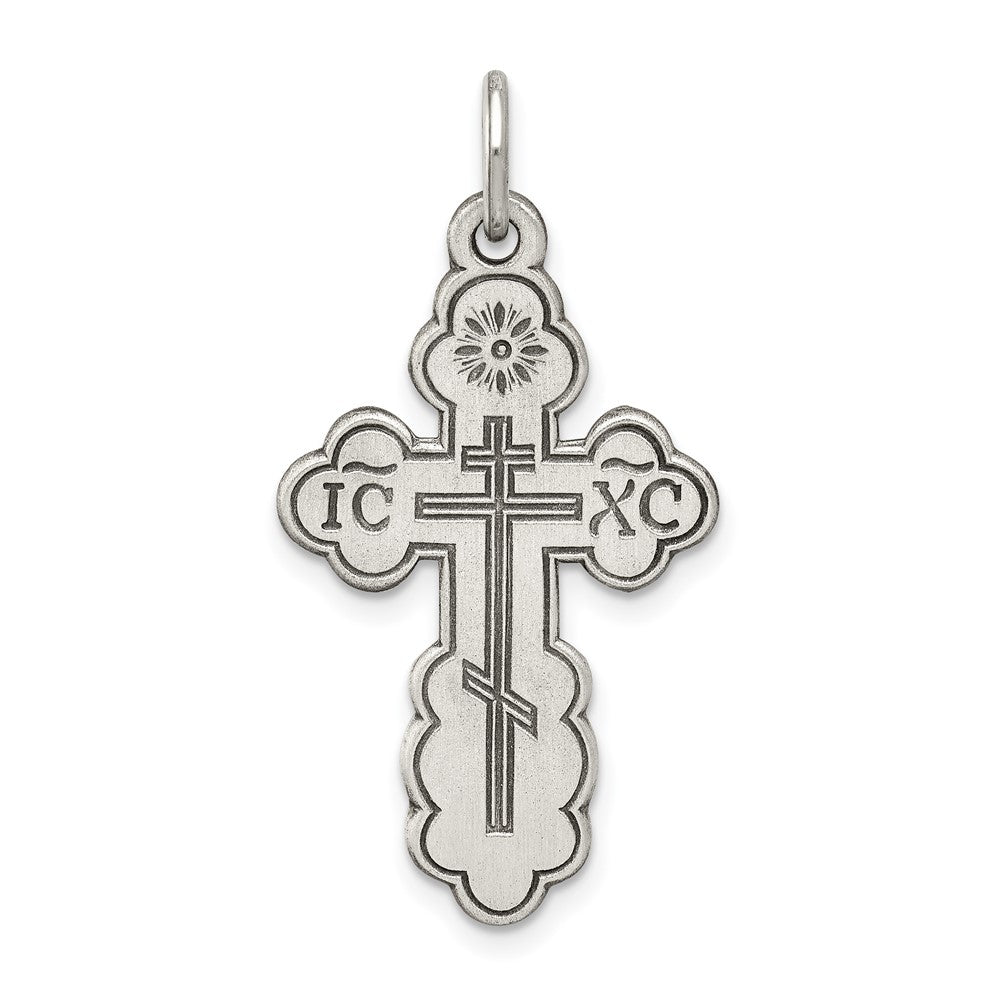 925 Sterling Silver Eastern Orthodox Crucifix CrossEngravable Charm Pendant Jewelry Gifts (Length 1.13" Width 0.66")