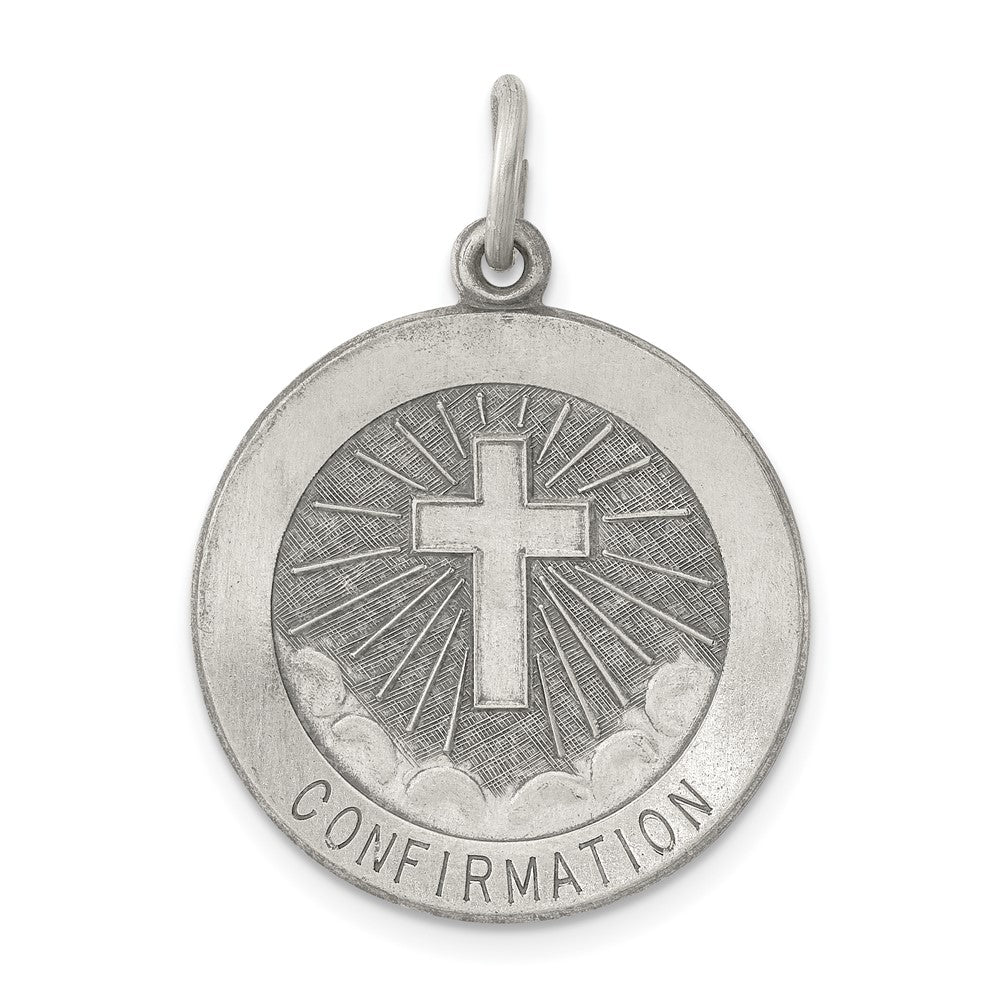 925 Sterling Silver Confirmation Medal Engravable Charm Pendant Jewelry Gifts (Length 0.98" Width 0.86")