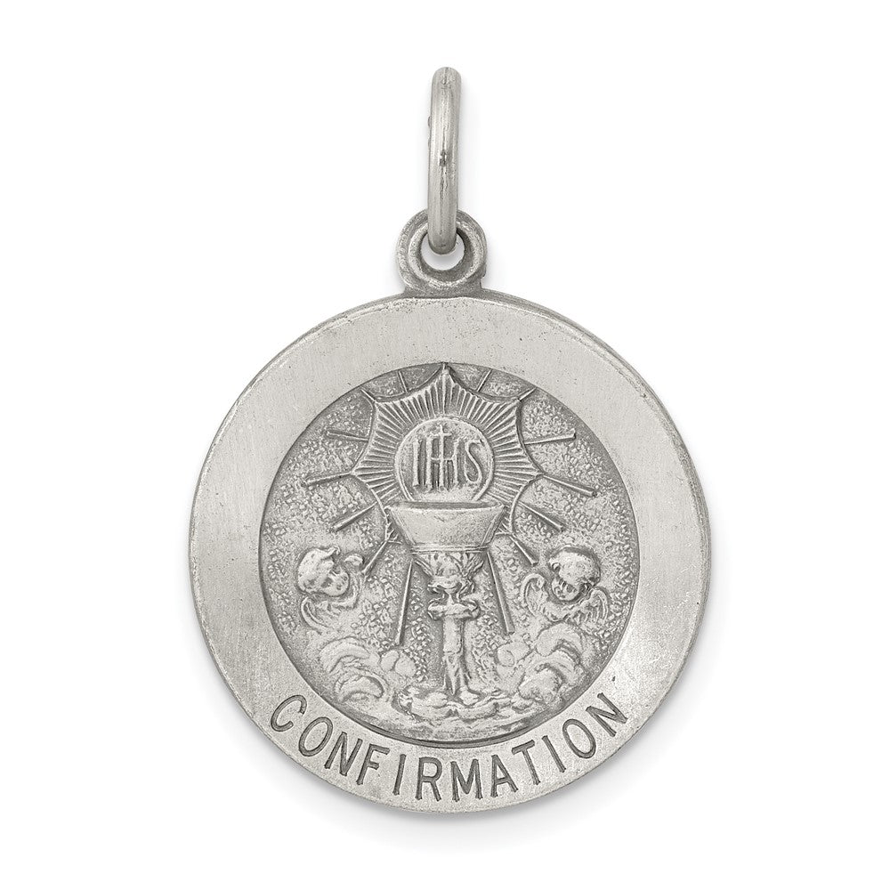 925 Sterling Silver Confirmation Medal Engravable Charm Pendant Jewelry Gifts (Length 0.78" Width 0.7")