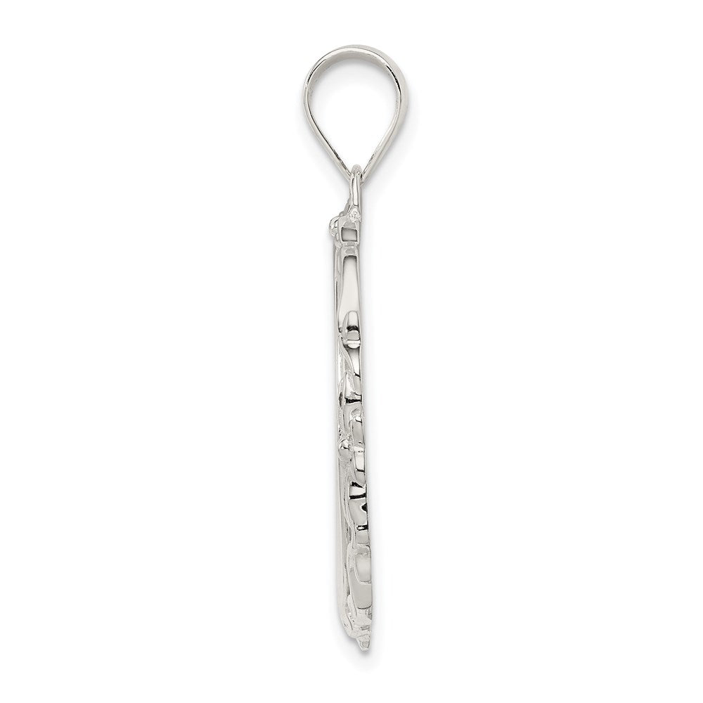925 Sterling Silver Fancy RoundEngravable Charm Pendant Jewelry Gifts (Length 1.33" Width 1.01")