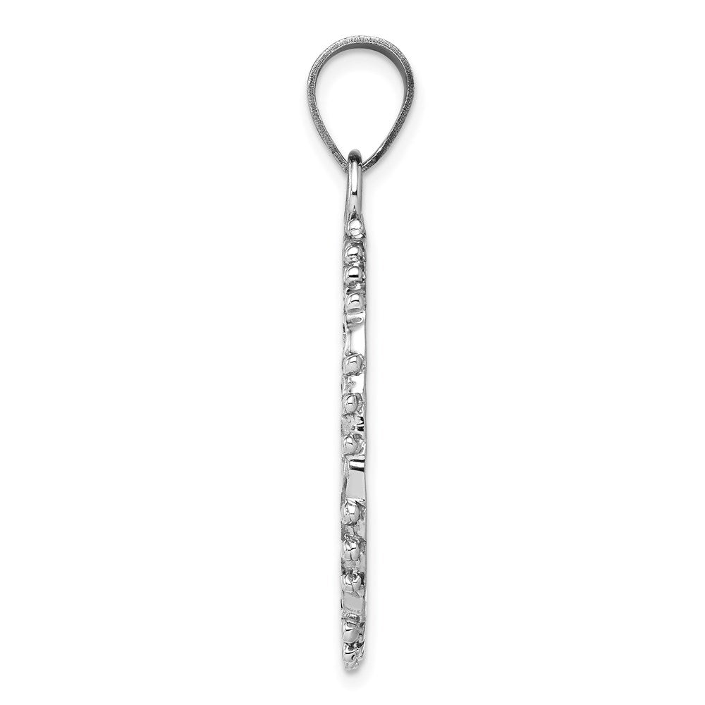 925 Sterling Silver Fancy Round Polished Front Satin Back Engravable Charm Pendant Jewelry Gifts (Length 1.6" Width 1.17")