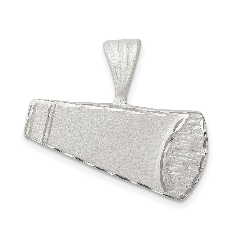 925 Sterling Silver Satin Finish Diamond Cut MegaphoneEngravable Charm Pendant Jewelry Gifts (Length 0.55" Width 1.09")