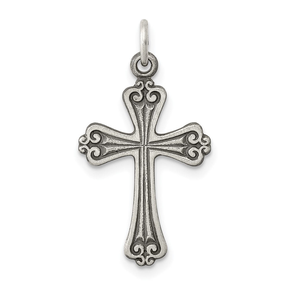 925 Sterling Silver Antiqued Crucifix CrossEngravable Charm Pendant Jewelry Gifts (Length 0.82" Width 0.55")
