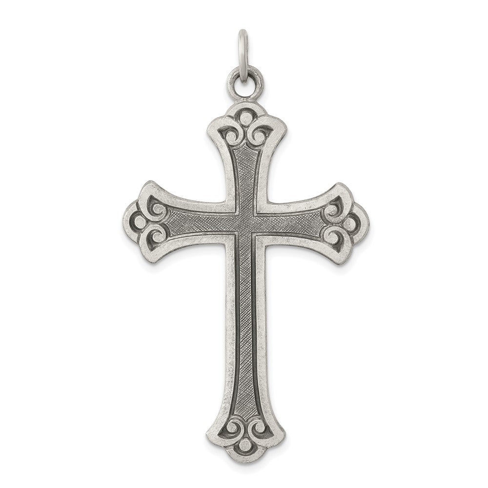 925 Sterling Silver Antiqued Crucifix CrossEngravable Charm Pendant Jewelry Gifts (Length 1.95" Width 1.21")