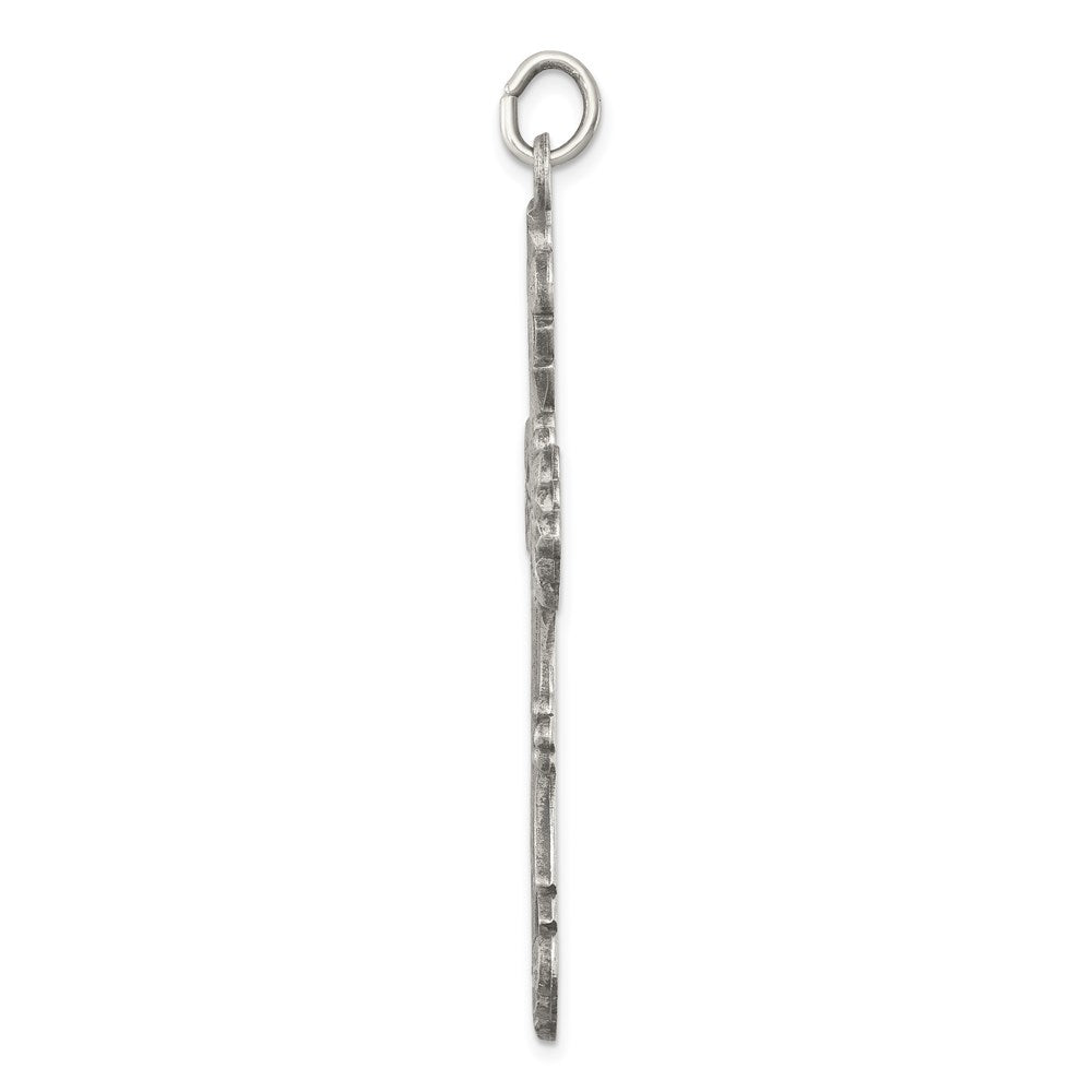 925 Sterling Silver Antiqued Crucifix CrossEngravable Charm Pendant Jewelry Gifts (Length 2.03" Width 1.37")