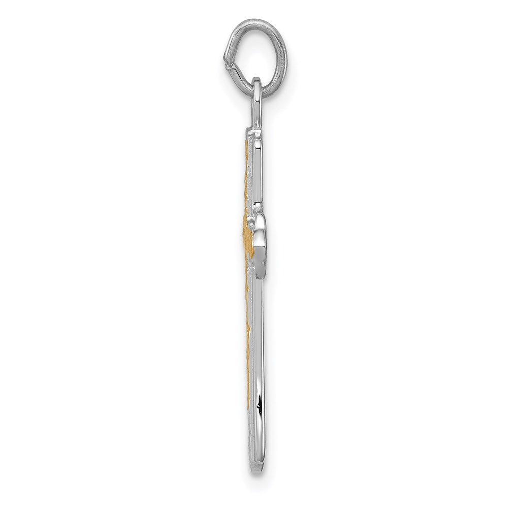 925 Sterling Silver 18k Gold plated Crucifix CrossEngravable Charm Pendant Jewelry Gifts (Length 1.01" Width 0.62")