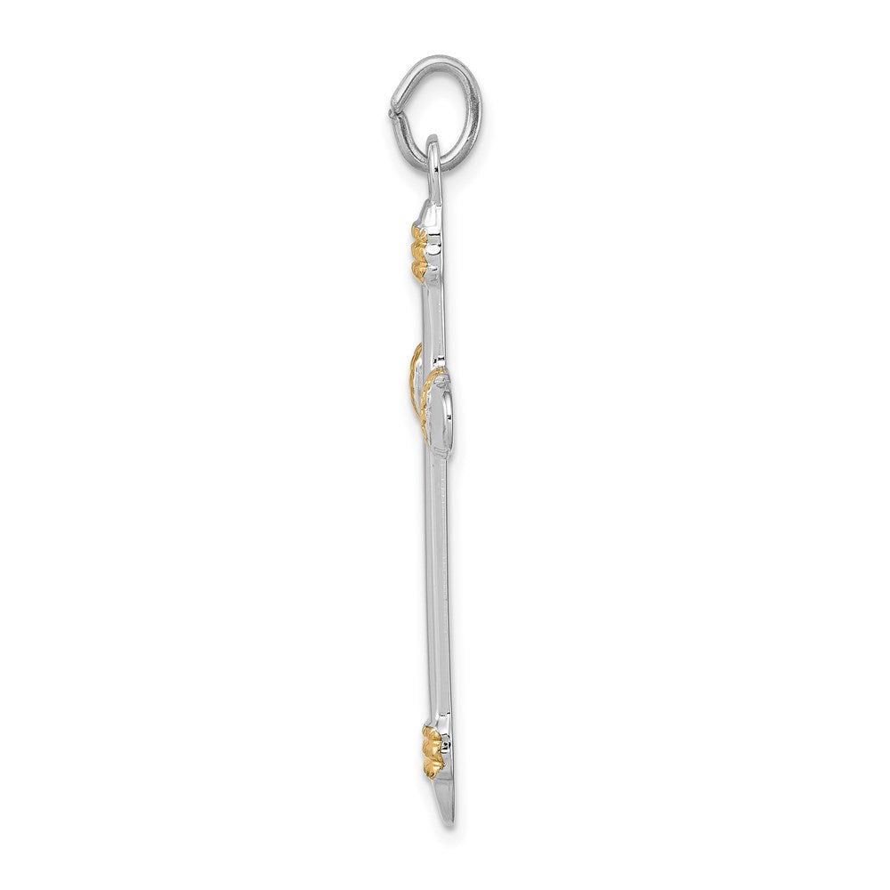 925 Sterling Silver 18k Gold plated Rope Crucifix CrossEngravable Charm Pendant Jewelry Gifts (Length 1.48" Width 0.78")