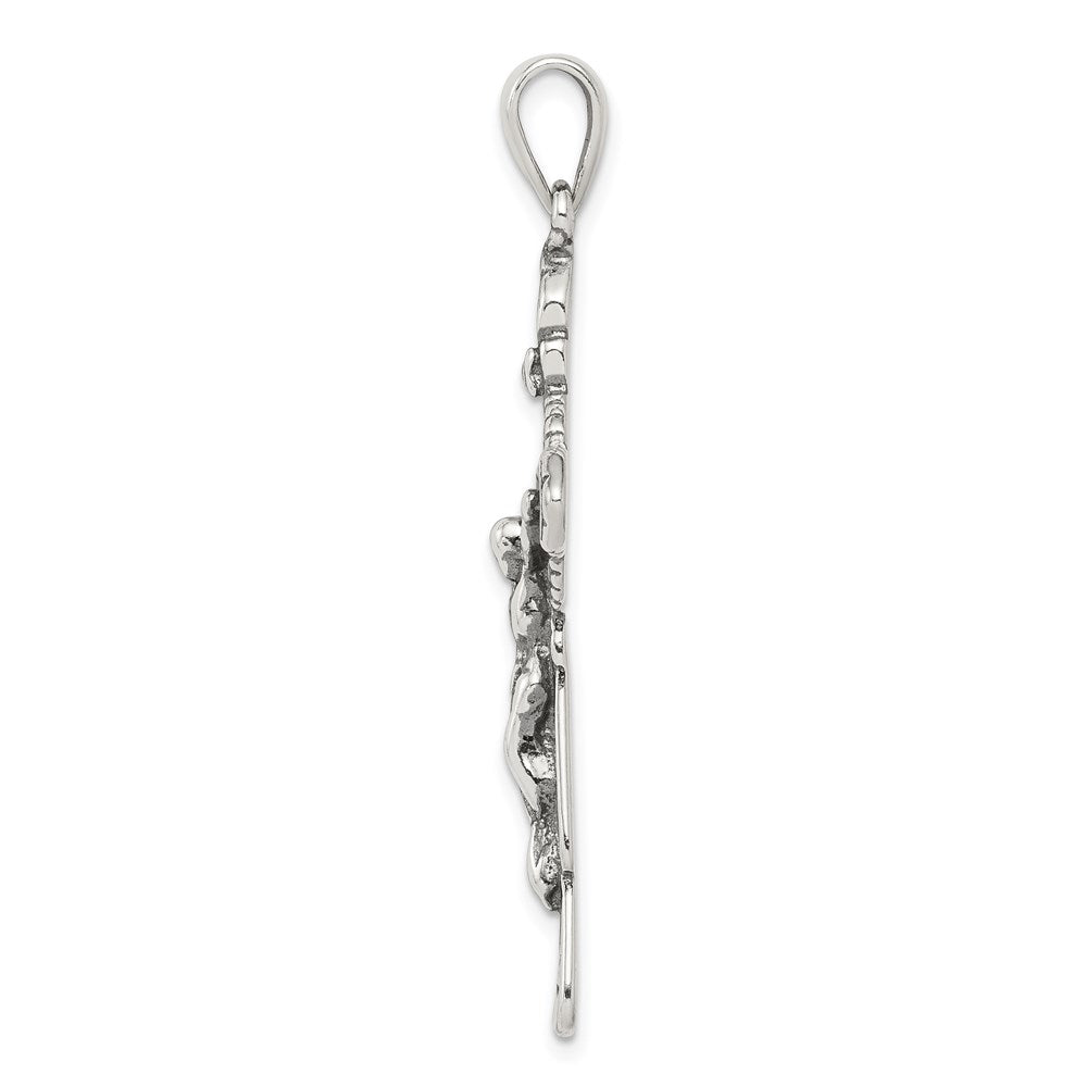 925 Sterling Silver Antiqued Iona CrucifixEngravable Charm Pendant Jewelry Gifts (Length 1.83" Width 0.98")