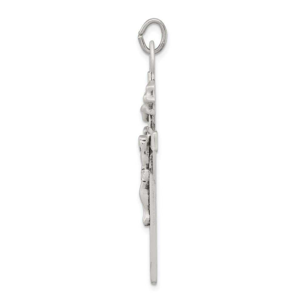 925 Sterling Silver Antiqued CrucifixEngravable Charm Pendant Jewelry Gifts (Length 1.83" Width 1.29")