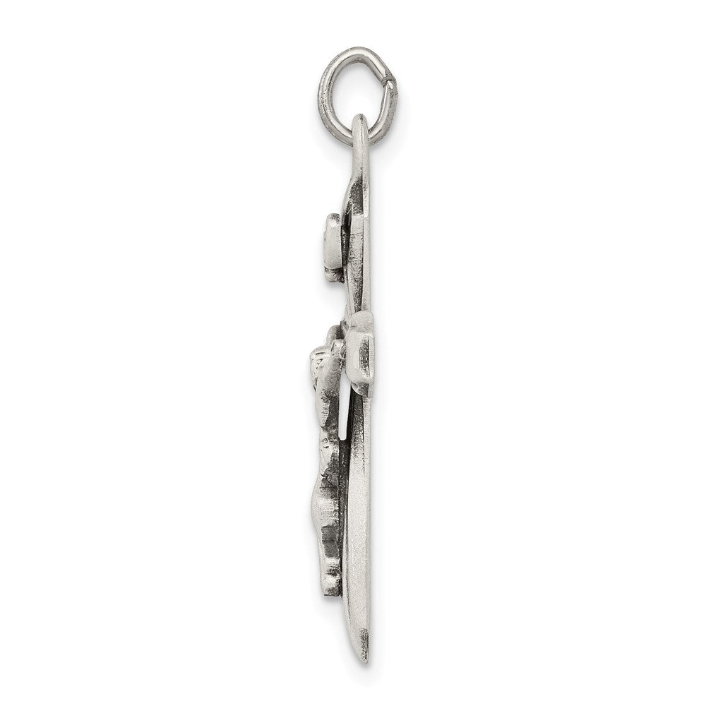 925 Sterling Silver Antiqued INRI CrucifixEngravable Charm Pendant Jewelry Gifts (Length 1.17" Width 0.62")