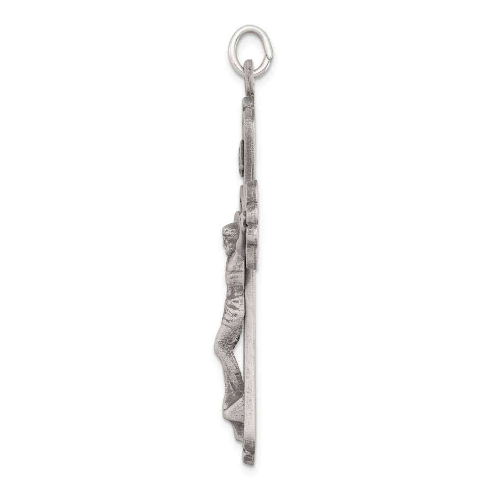 925 Sterling Silver Antiqued INRI CrucifixEngravable Charm Pendant Jewelry Gifts (Length 2.03" Width 1.17")