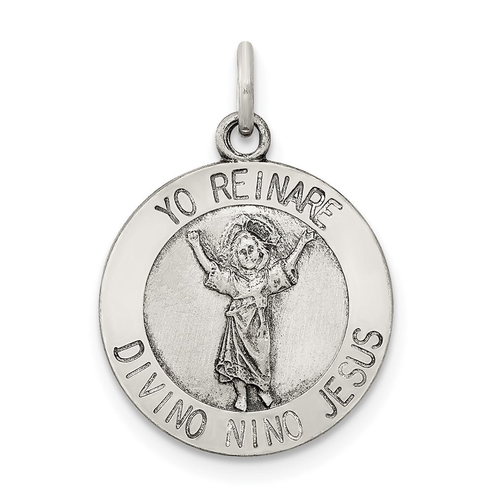 925 Sterling Silver Divino Nino Medal (Divine Infant Jesus)Engravable Charm Pendant Jewelry Gifts (Length 0.9" Width 0.7")