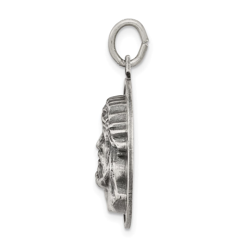 925 Sterling Silver Antiqued Ecce Homo Medal Engravable Charm Pendant Jewelry Gifts (Length 1.13" Width 0.82")