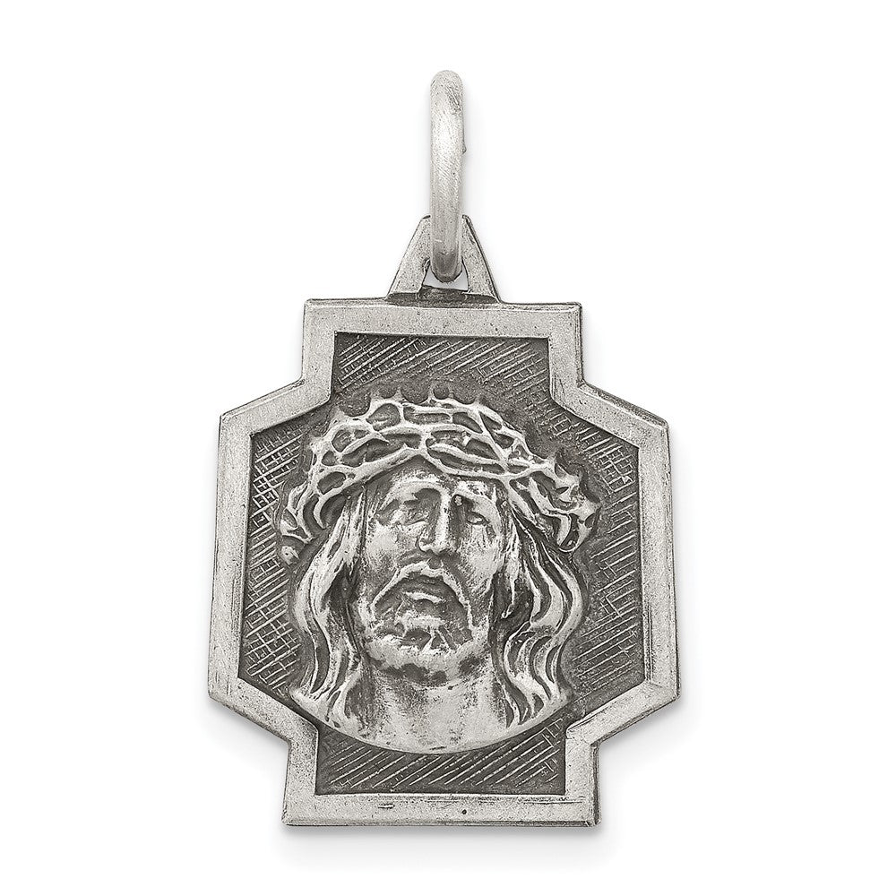 925 Sterling Silver Antiqued Ecce HomoEngravable Charm Pendant Jewelry Gifts (Length 0.98" Width 0.59")