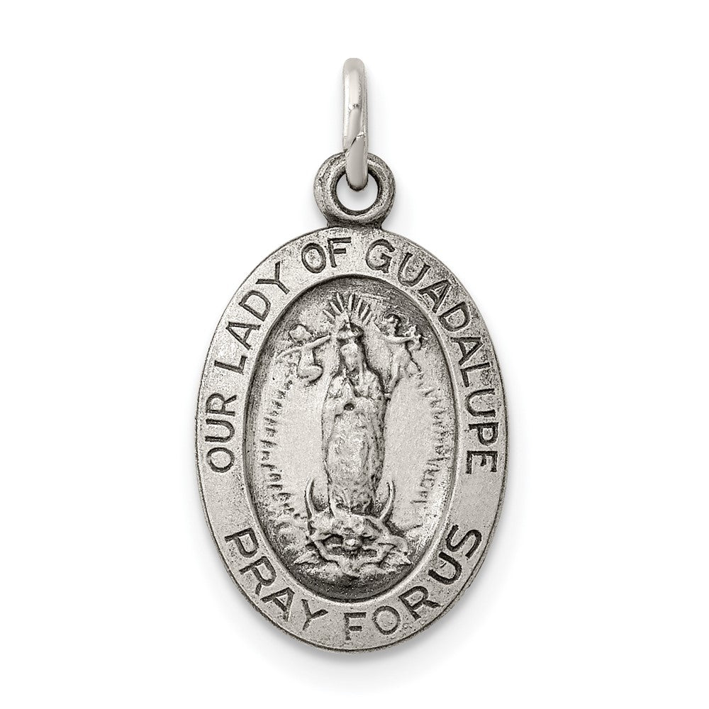 925 Sterling Silver Our Lady of Guadalupe Medal Engravable Charm Pendant Jewelry Gifts (Length 0.78" Width 0.43")