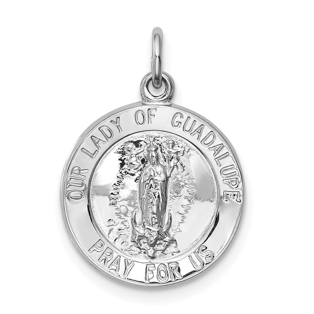 925 Sterling Silver Our Lady of Guadalupe Medal Engravable Charm Pendant Jewelry Gifts (Length 0.86" Width 0.55")