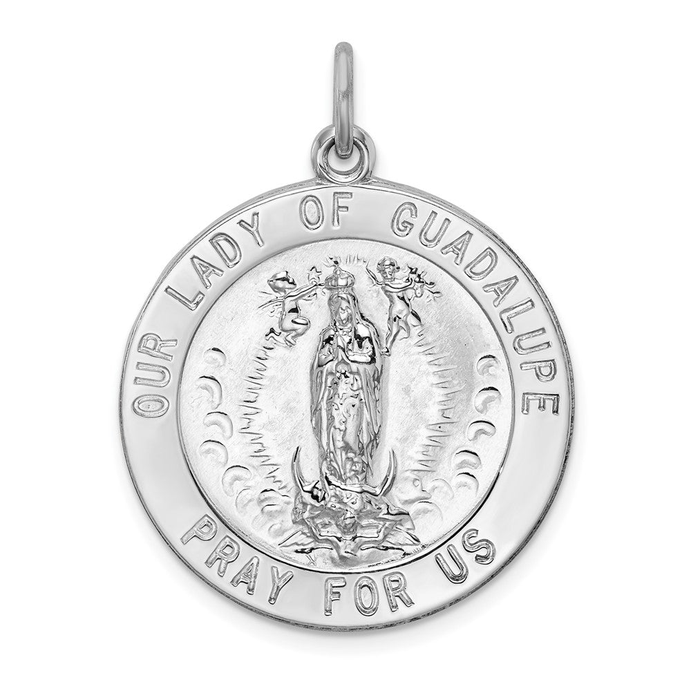 925 Sterling Silver Our Lady of Guadalupe Medal Engravable Charm Pendant Jewelry Gifts (Length 1.21" Width 0.98")