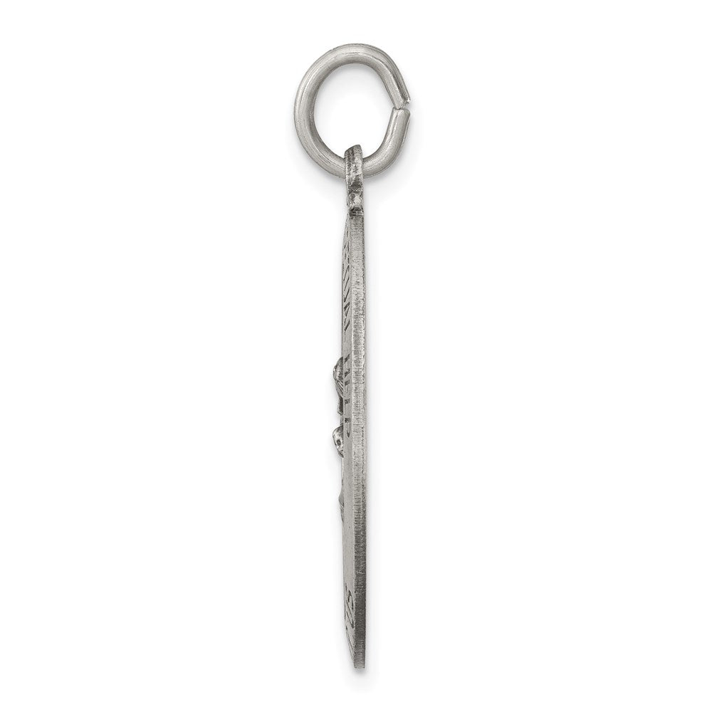 925 Sterling Silver Antiqued Our Lady of Perpetual Help Medal Engravable Charm Pendant Jewelry Gifts (Length 1.21" Width 0.62")