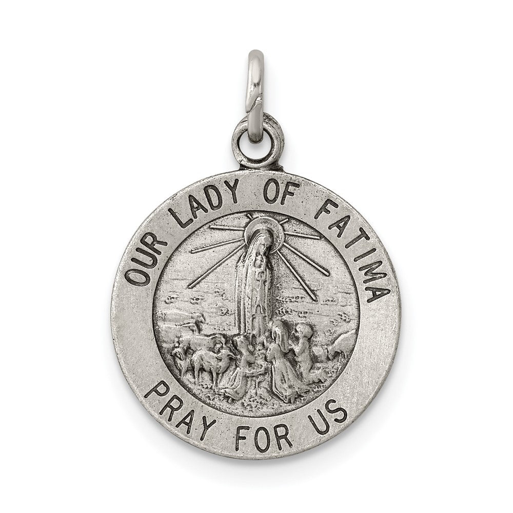 925 Sterling Silver Our Lady of Fatima Medal Engravable Charm Pendant Jewelry Gifts (Length 0.78" Width 0.59")