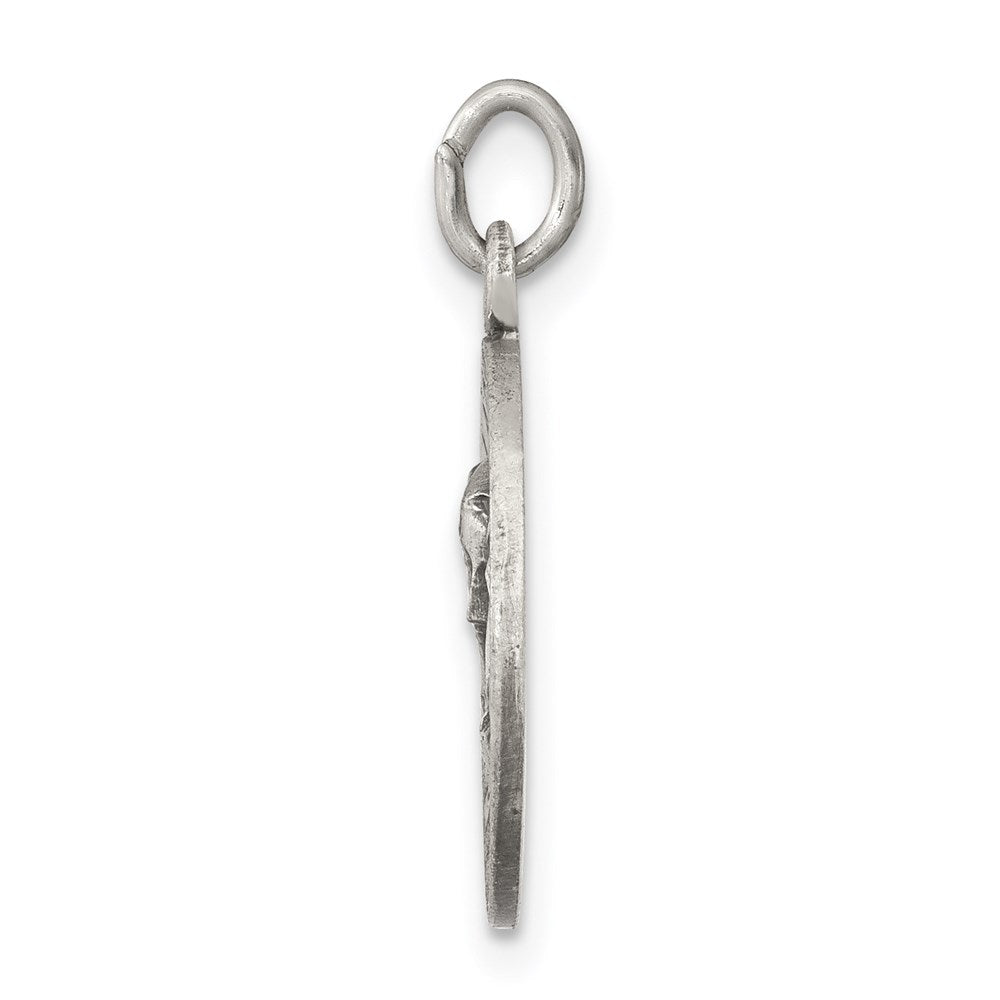 925 Sterling Silver Antiqued Our Lady of Sorrows Medal Engravable Charm Pendant Jewelry Gifts (Length 0.78" Width 0.59")