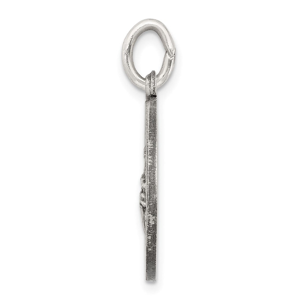 925 Sterling Silver Antiqued De La Providencia Medal Engravable Charm Pendant Jewelry Gifts (Length 1.01" Width 0.74")