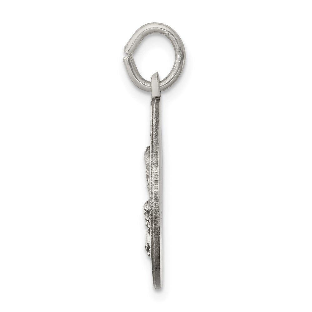 925 Sterling Silver Antiqued Lady Of Montserrate Medal Engravable Charm Pendant Jewelry Gifts (Length 1.01" Width 0.62")