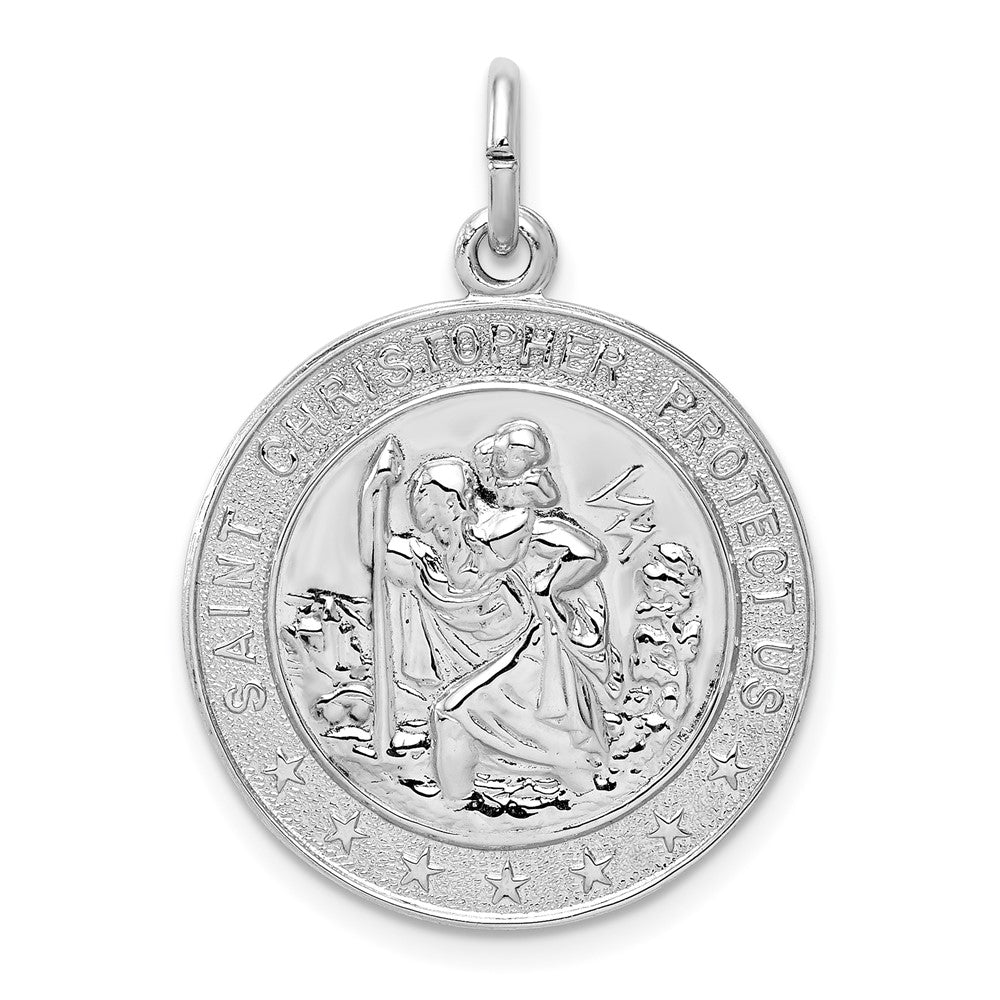 925 Sterling Silver Saint Christopher Medal Engravable Charm Pendant Jewelry Gifts (Length 1.17" Width 0.82")