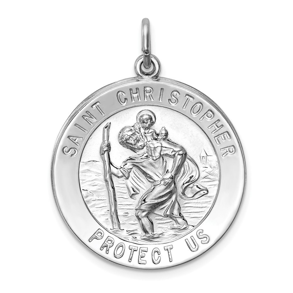 925 Sterling Silver Saint Christopher Medal Engravable Charm Pendant Jewelry Gifts (Length 1.37" Width 0.98")