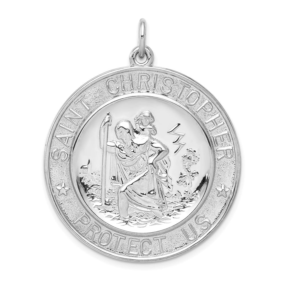 925 Sterling Silver Saint Christopher Medal Engravable Charm Pendant Jewelry Gifts (Length 1.56" Width 1.29")