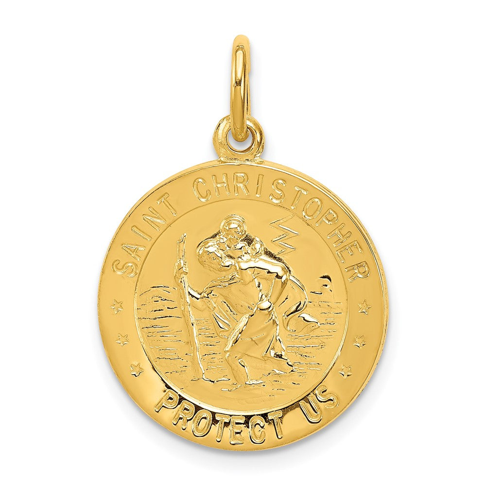 24k Gold plated 925 Sterling Silver Saint Christopher Medal Engravable Charm Pendant Jewelry Gifts (Length 0.98" Width 0.74")