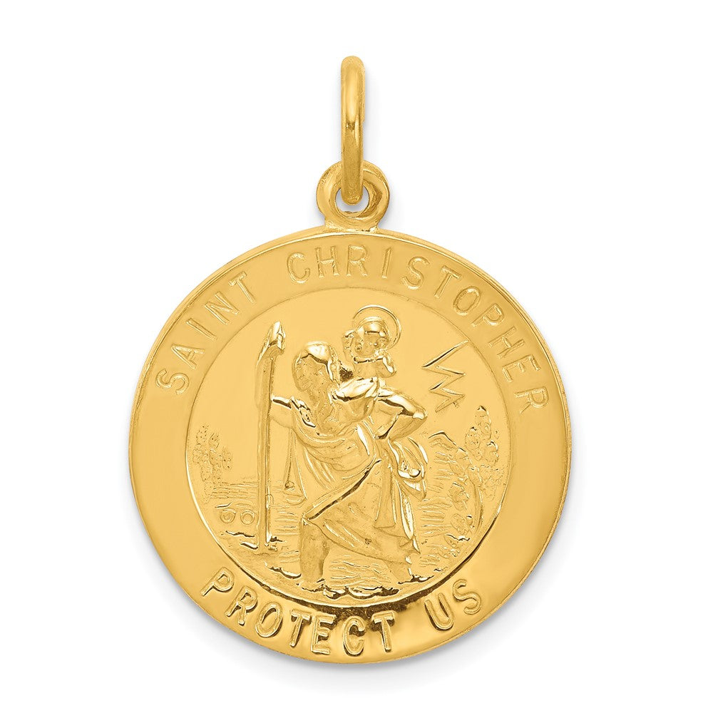 24k Gold plated 925 Sterling Silver St. Christopher Medal Engravable Charm Pendant Jewelry Gifts (Length 1.17" Width 0.86")