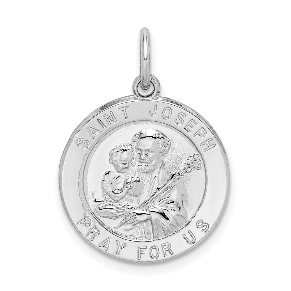 925 Sterling Silver Saint Joseph Medal Engravable Charm Pendant Jewelry Gifts (Length 0.86" Width 0.62")