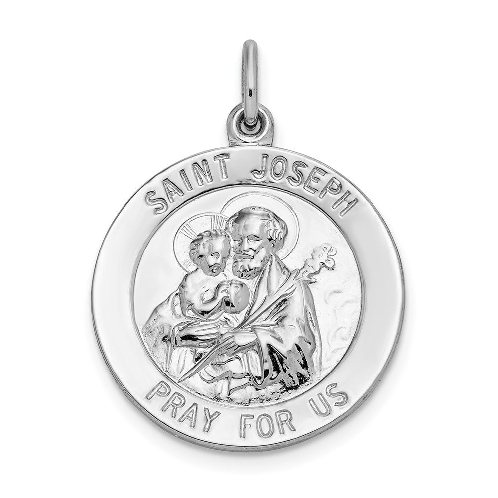 925 Sterling Silver Saint Joseph Medal Engravable Charm Pendant Jewelry Gifts (Length 1.17" Width 0.9")