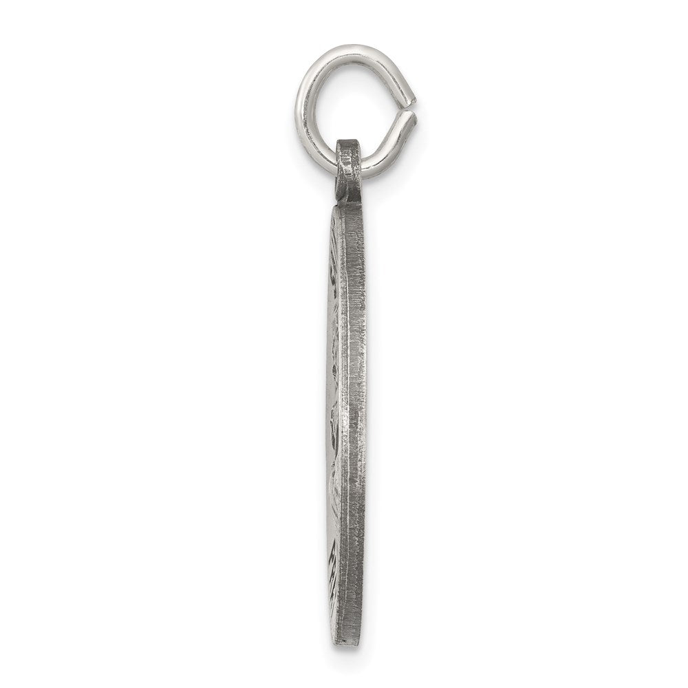 925 Sterling Silver Antiqued Saint Joseph Medal Engravable Charm Pendant Jewelry Gifts (Length 1.17" Width 0.86")