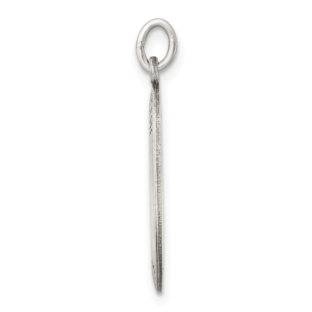 925 Sterling Silver Antiqued Saint Joseph Medal Engravable Charm Pendant Jewelry Gifts (Length 1.37" Width 0.59")