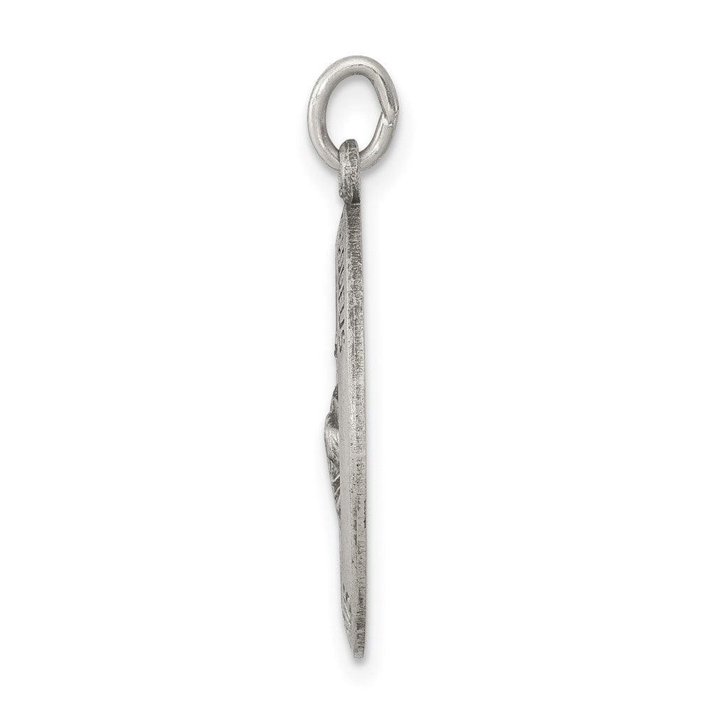 925 Sterling Silver Antiqued Saint Jude Thaddeus Medal Engravable Charm Pendant Jewelry Gifts (Length 0.98" Width 0.78")