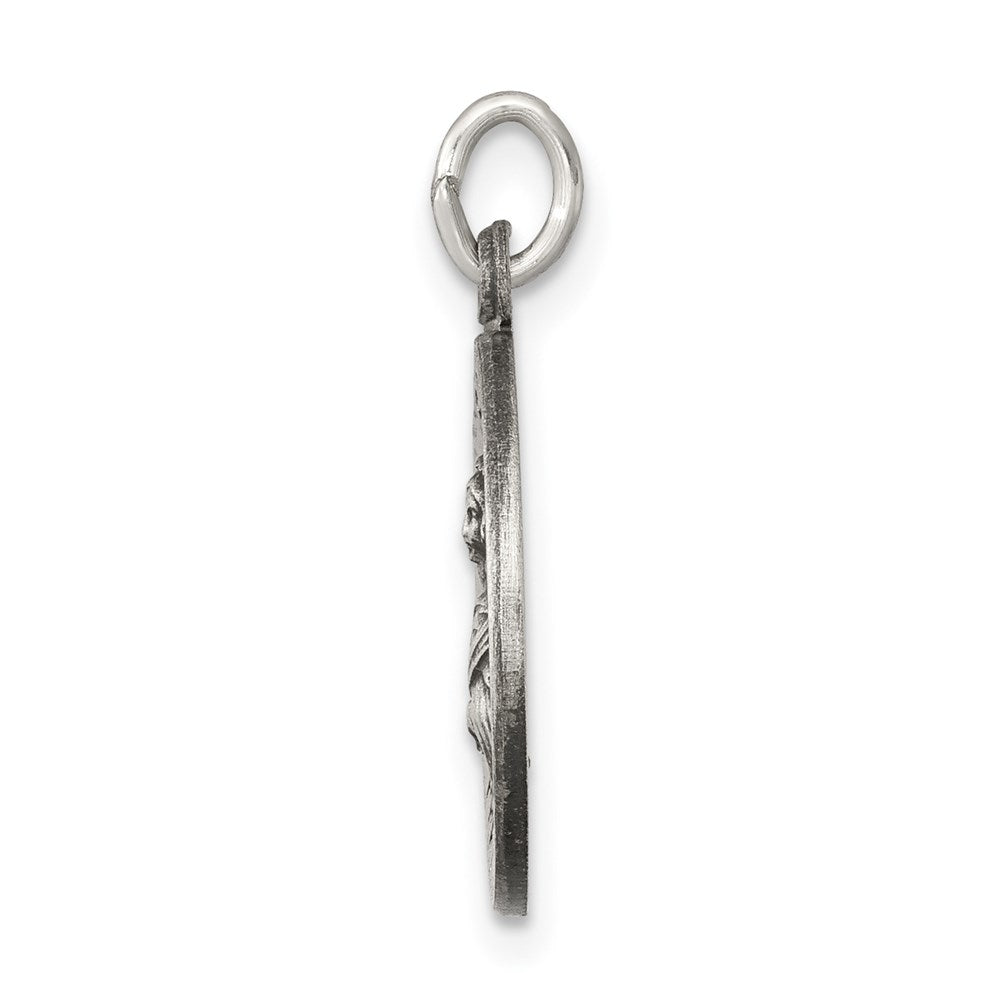 925 Sterling Silver Antiqued Saint Lucy Medal Engravable Charm Pendant Jewelry Gifts (Length 0.78" Width 0.59")