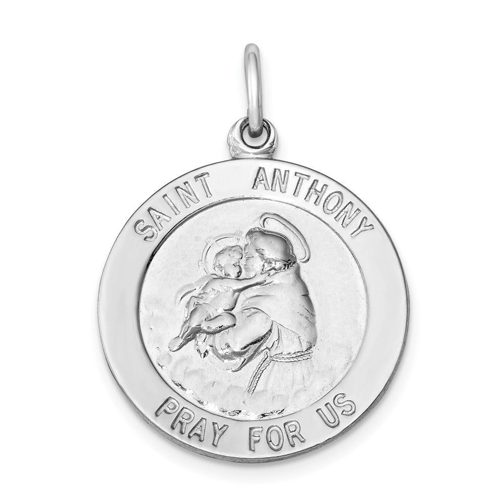 925 Sterling Silver Saint Anthony Medal Engravable Charm Pendant Jewelry Gifts (Length 1.17" Width 0.82")