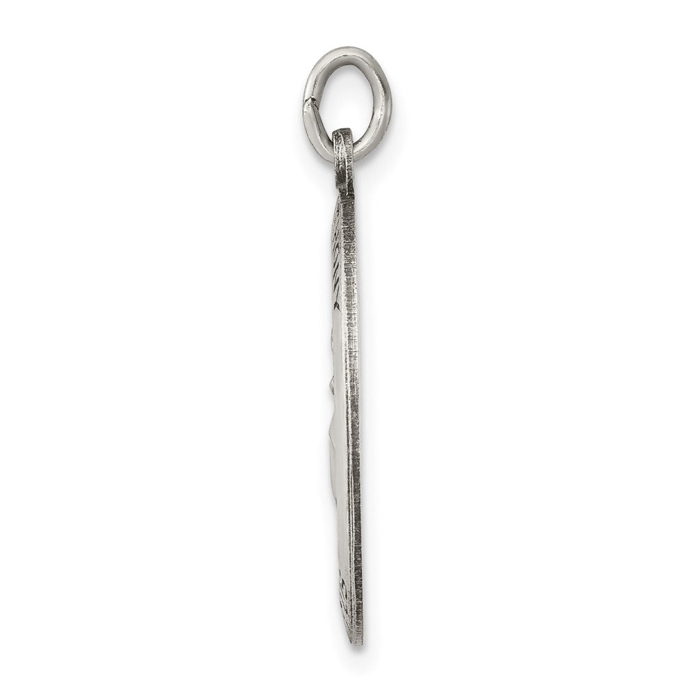 925 Sterling Silver Antiqued Saint Anthony Medal Engravable Charm Pendant Jewelry Gifts (Length 0.98" Width 0.59")