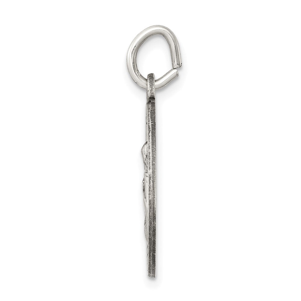 925 Sterling Silver Antiqued Saint Anne Medal Engravable Charm Pendant Jewelry Gifts (Length 0.98" Width 0.78")