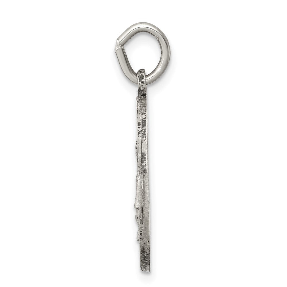 925 Sterling Silver Antiqued Saint Elizabeth Seton Medal Engravable Charm Pendant Jewelry Gifts (Length 0.86" Width 0.78")