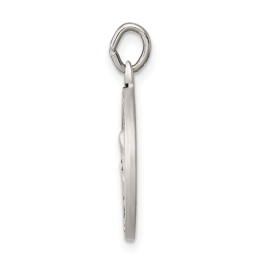 925 Sterling Silver Antiqued Saint Anne Medal Engravable Charm Pendant Jewelry Gifts (Length 1.01" Width 0.82")