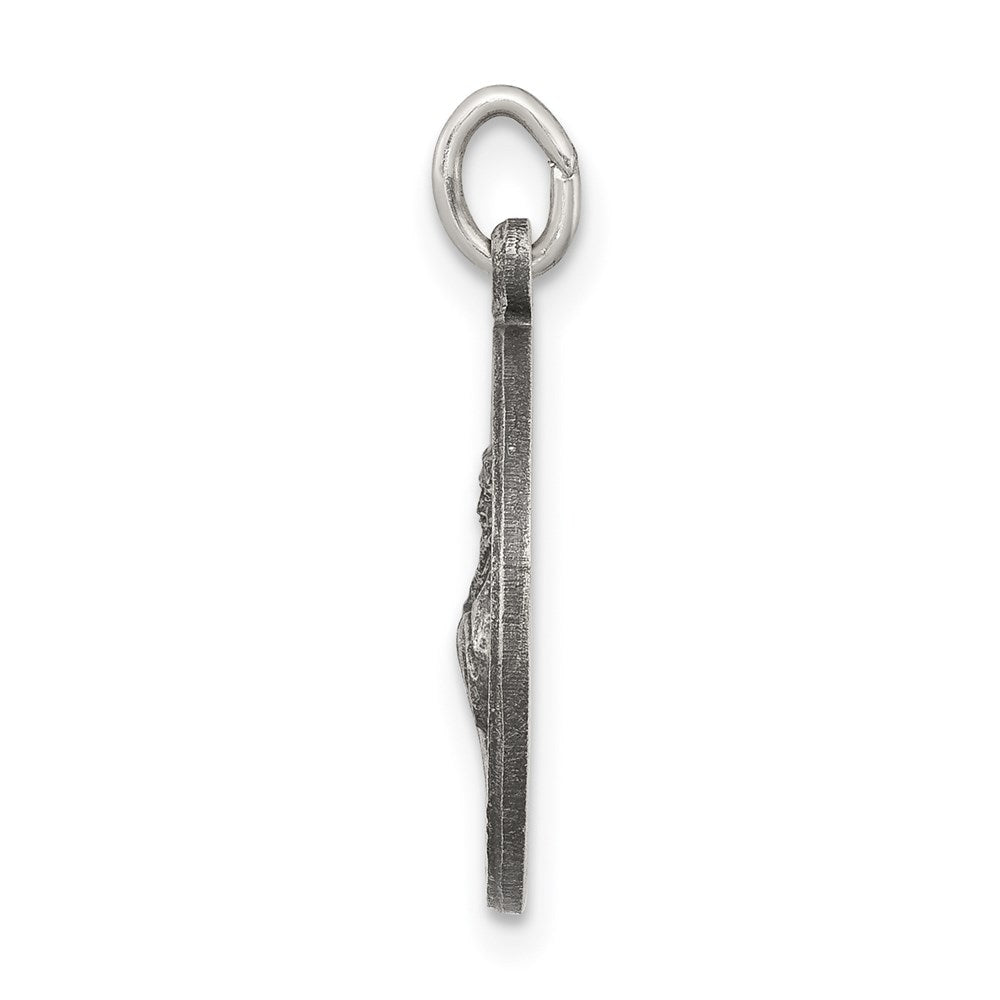925 Sterling Silver Antiqued Saint Francis of Assisi Medal Engravable Charm Pendant Jewelry Gifts (Length 0.78" Width 0.62")