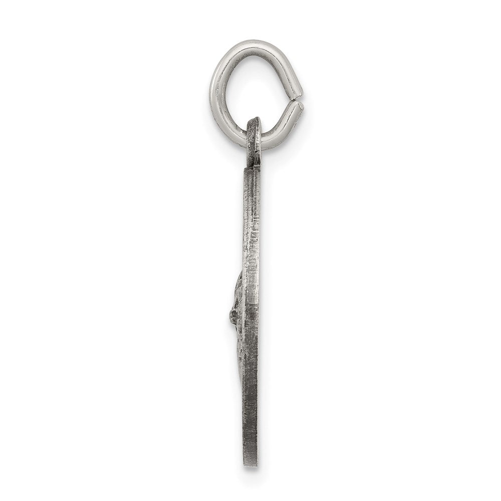 925 Sterling Silver Antiqued Saint Gerard Medal Engravable Charm Pendant Jewelry Gifts (Length 0.98" Width 0.78")