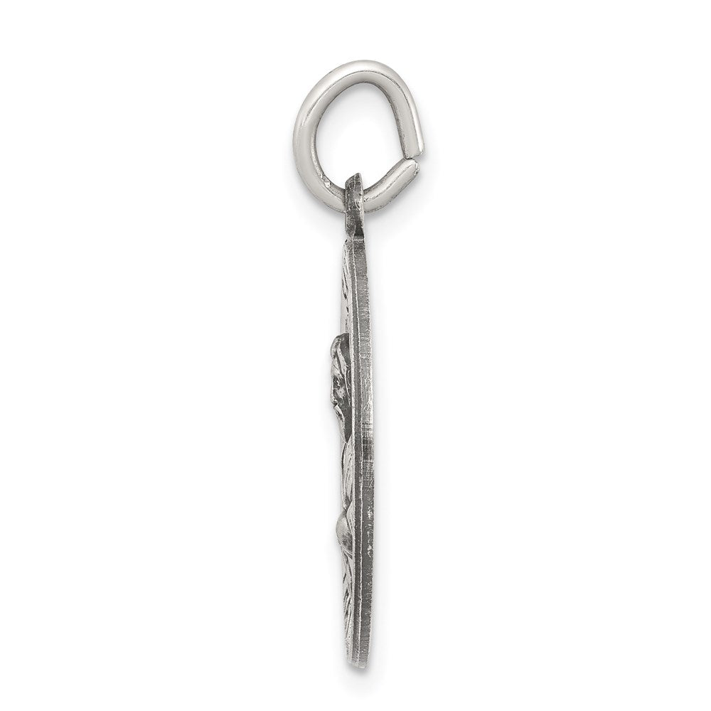 925 Sterling Silver Antiqued Saint Mark Medal Engravable Charm Pendant Jewelry Gifts (Length 0.98" Width 0.78")