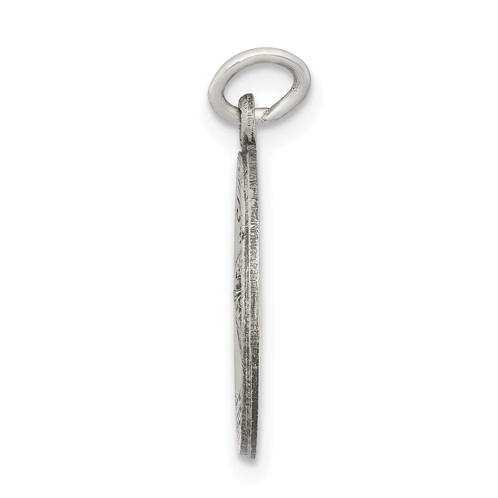 925 Sterling Silver Antiqued Saint Martha Medal Engravable Charm Pendant Jewelry Gifts (Length 0.82" Width 0.59")