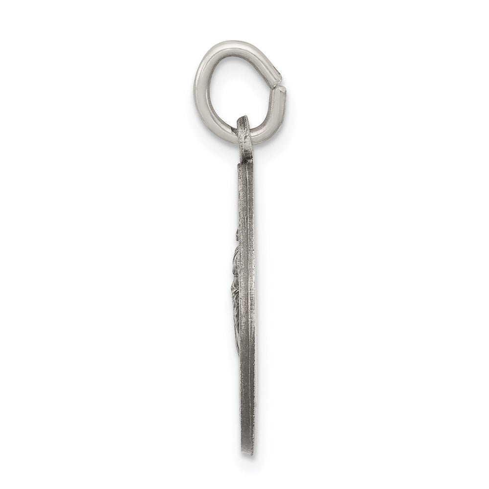 925 Sterling Silver Antiqued Saint Martha Medal Engravable Charm Pendant Jewelry Gifts (Length 0.98" Width 0.78")